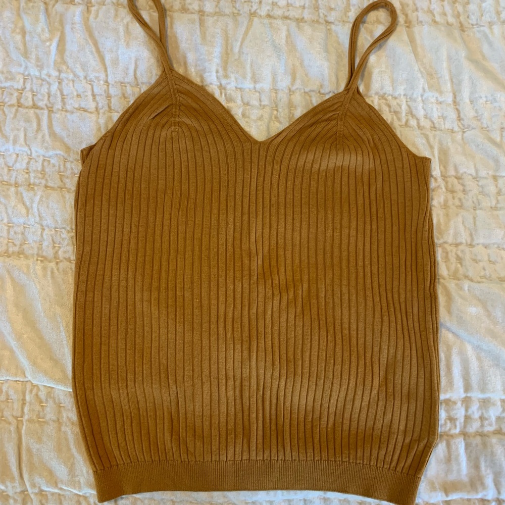 Anthropologie Golden Ribbed Tank